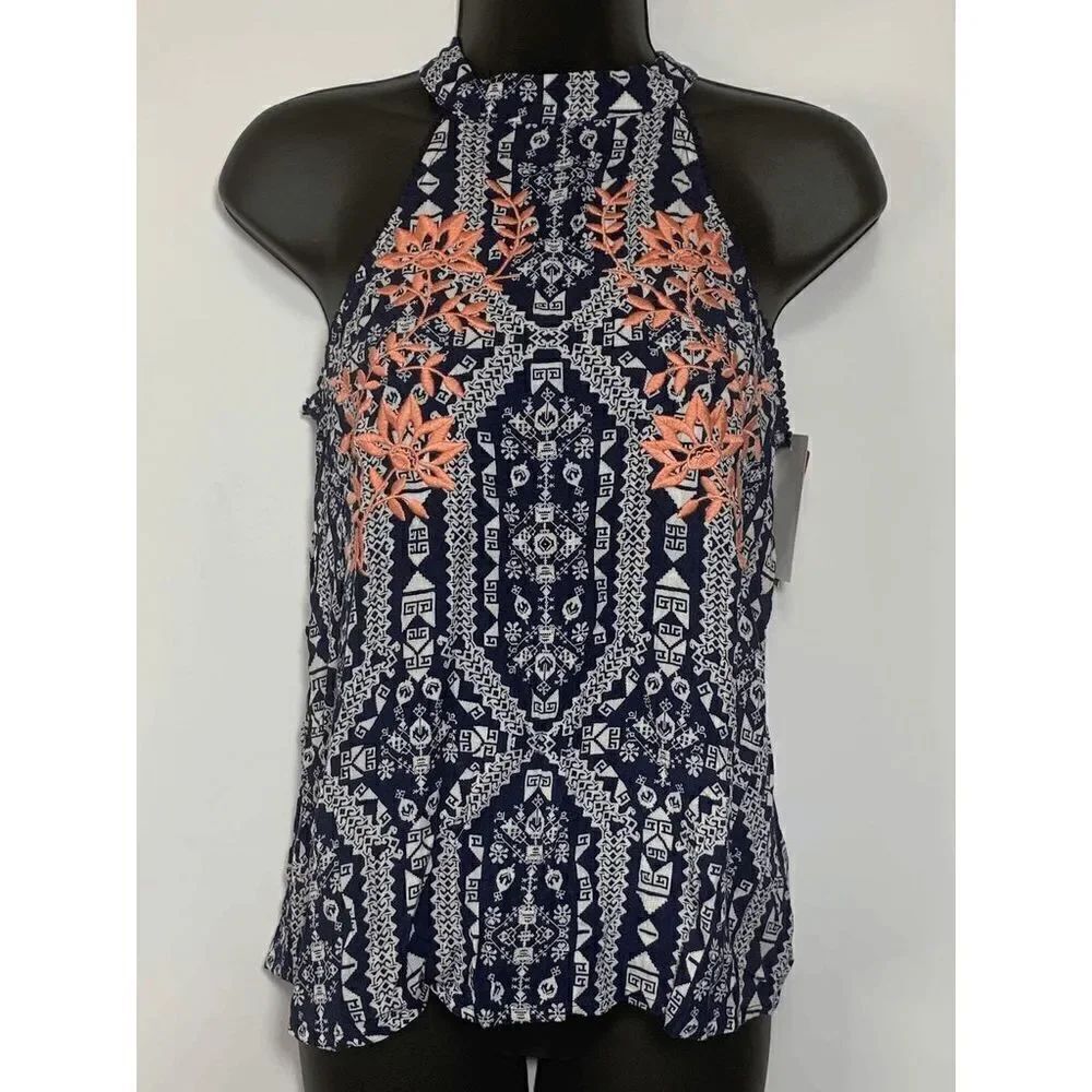 Xhilaration Halter Embroidered Top Size XS